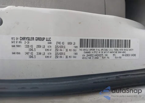 2010 Chrysler Town & Country Touring from USA, damaged, VIN 2A4RR5D14AR245575